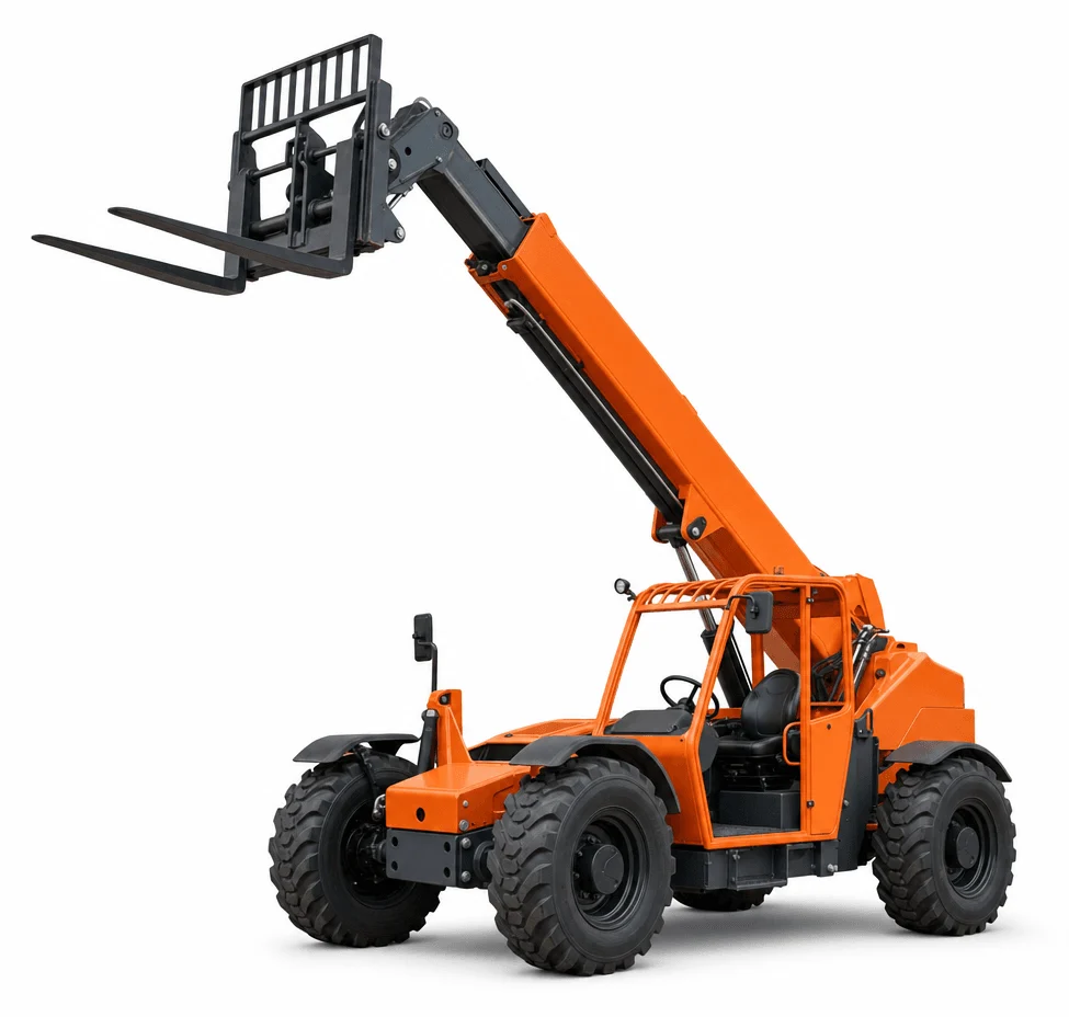 Rough terrain telehandler with pallet forks